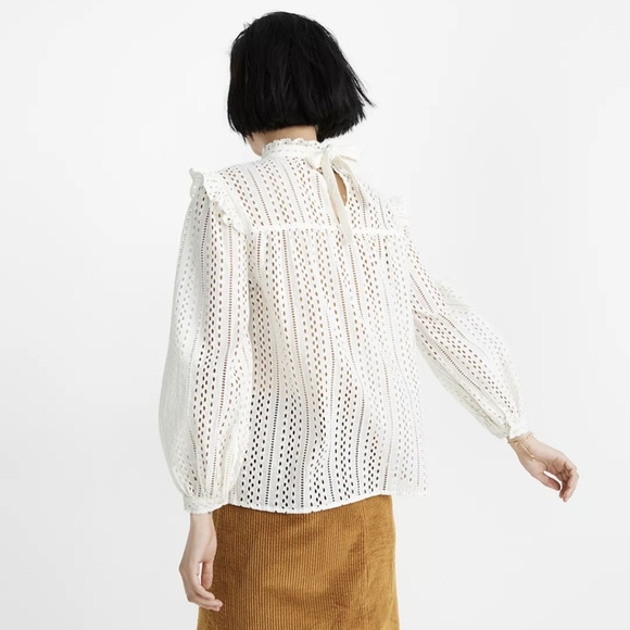 MADEWELL Eyelet Mockneck Ruffle Top - Picture 3 of 10